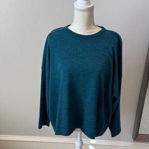 Eskandar Teal Wool Crew Neck Sweater